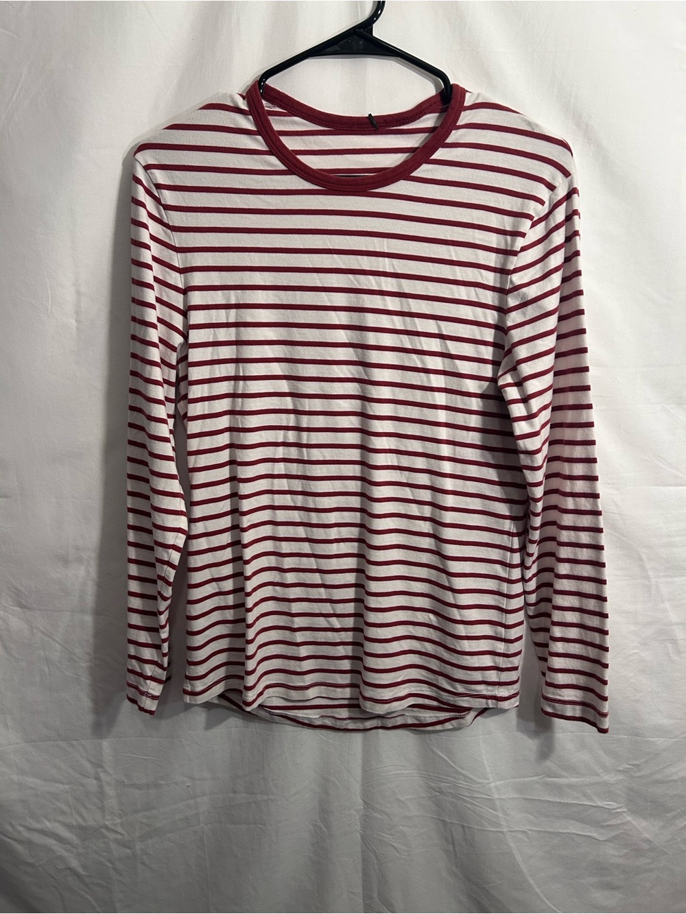 lululemon athletica Red and White Striped Long Sleeve Tee